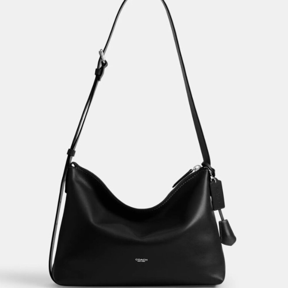COACH Mott Messenger Bag 33 in Black Leather Silver Hardware NWOT